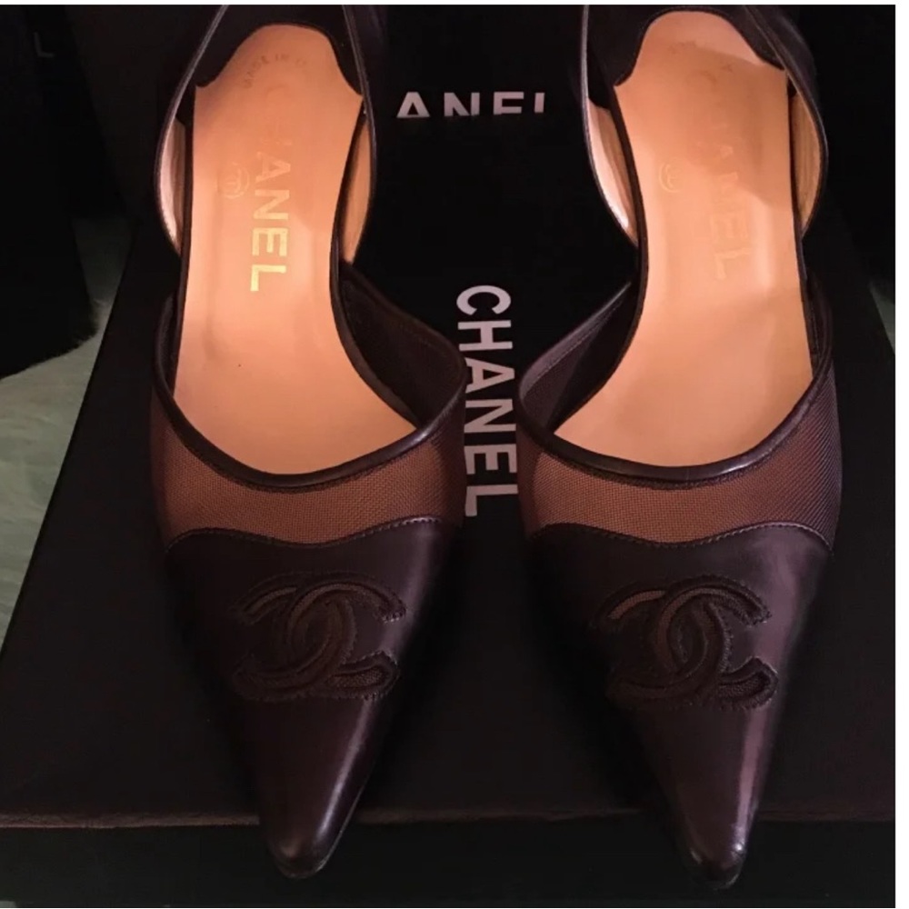 Vintage AUTHENTIC CHANEL sling back heels size 38 *RARE*